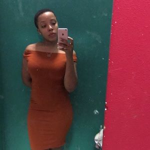 Orange fitted dress